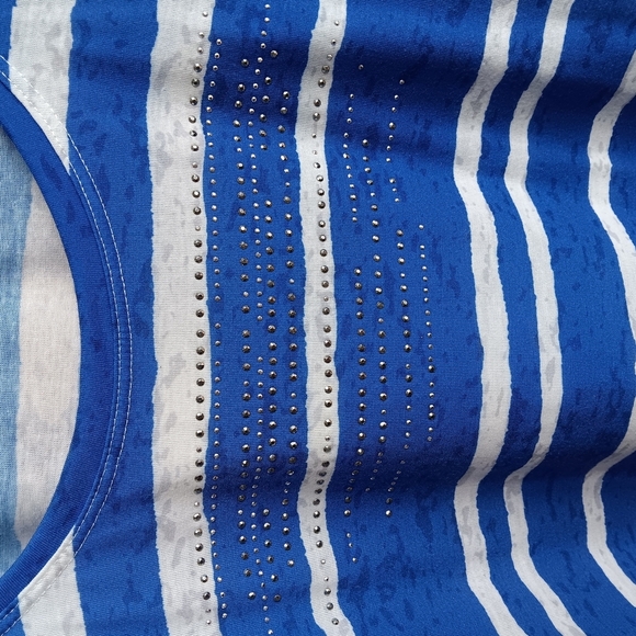 Christopher & Banks Blue and White Striped Short Sleeve Tee XL - Picture 4 of 8